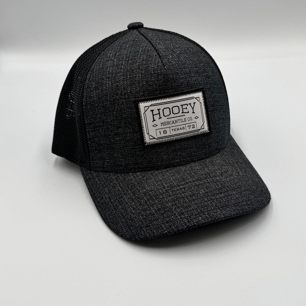 Hooey Mercantile Co Men Charcoal Grey Black Mesh Flexfit Trucker Hat S-M